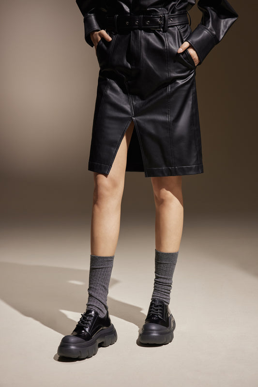 Sneakers - Leather Platform Oxford Style Sneakers ESF15