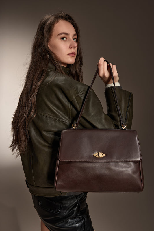 Shoulder Bag - Leather Large Capacity Shoulder Bag X8064