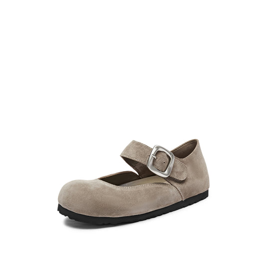 Clogs - Round Toe T-Strap Suede Clogs S8554 S8554