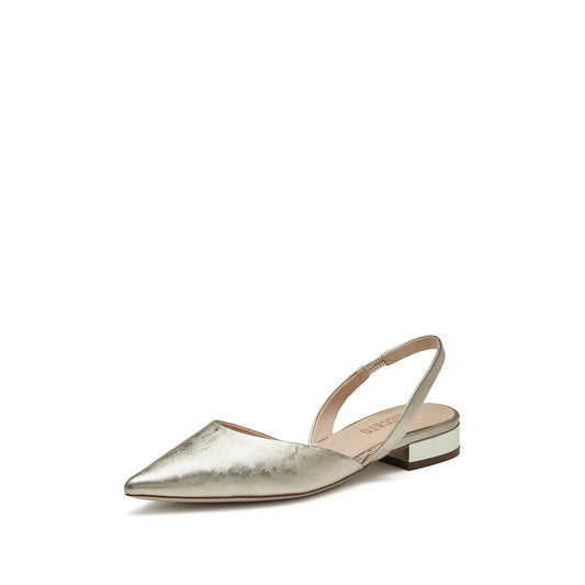 Sandals - Leather Pointed Toe Low Heel Slingback Sandals S5024