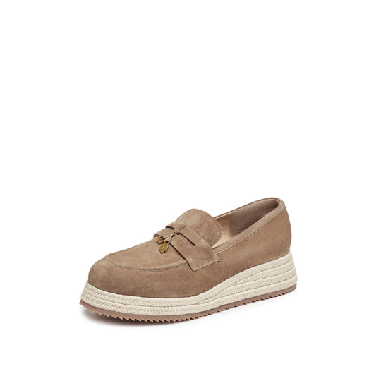 Loafers - Vintage Brown Braided Espadrille Platform Loafers H2263