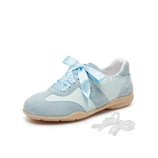 Sneakers - White Leather Retro Running Shoes J2413