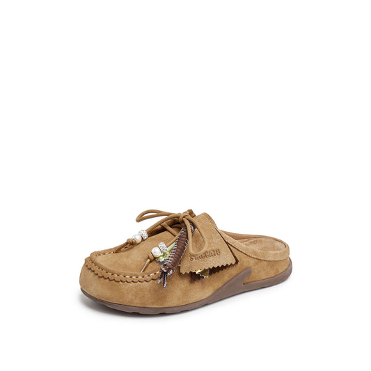 Birken - Brown Split Leather Retro Platform Slip-On Y8220