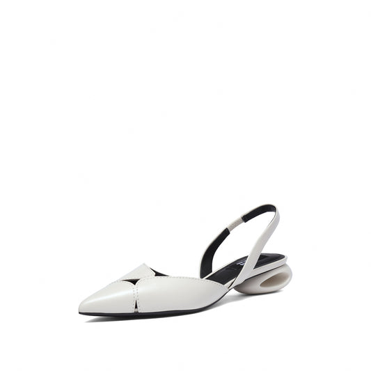 Flat Sandals - Hollow Out Pointed Toe Leather Low Heel Slingback Sandals 9ER60