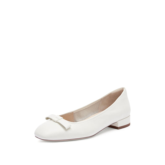 Pumps - Bow Leather Low Heel Pumps EUE01
