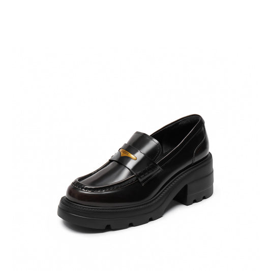 Loafers - Black Leather Slip-On Loafers EEZ22