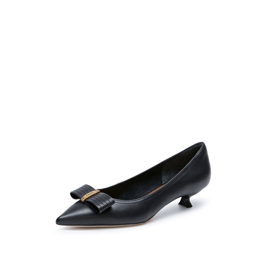 Court Shoes - Pointed Closed Toe Bow Kitten Heeled Pumps 9ER76
