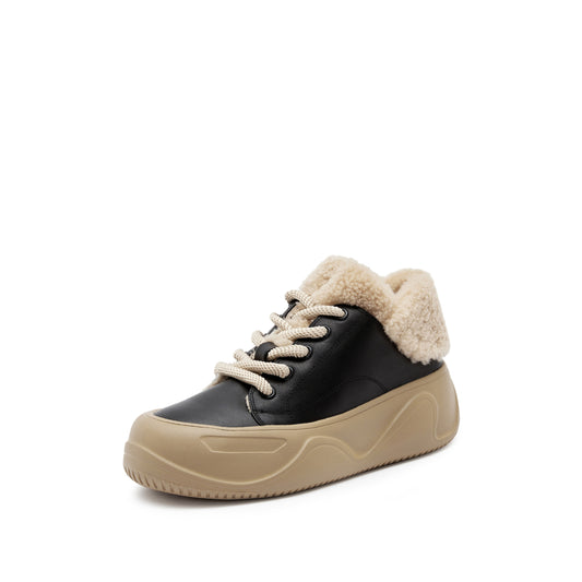 Sneakers - Leather Upper Sheep Wool-Lined Chunky Sole Sneaker EU005
