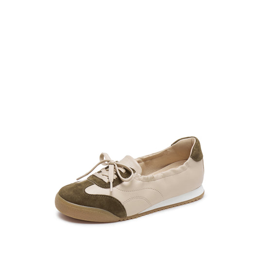 German Trainers - Cream Lambskin Leather Retro Casual Sneakers EPN14