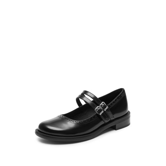 Mary Jane - Round Toe Double Strap Mary Jane Flats EA718