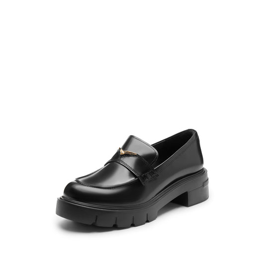 Loafers - Gold Buckle Platform Slip-On Loafers EGB03