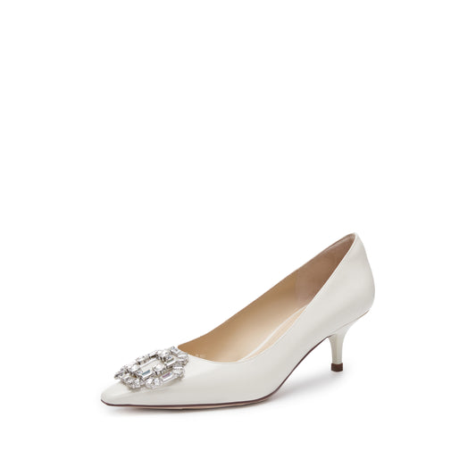 Court Shoes - Leather Crystal Embellished Pointed Pumps EA217