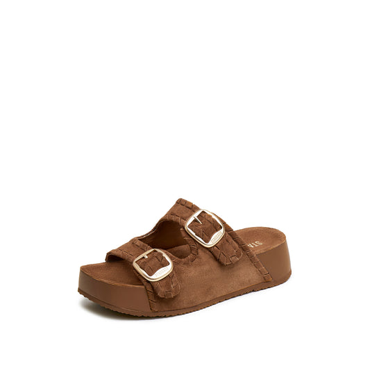Birken - Suede Platform Slip-On Sandals EF602