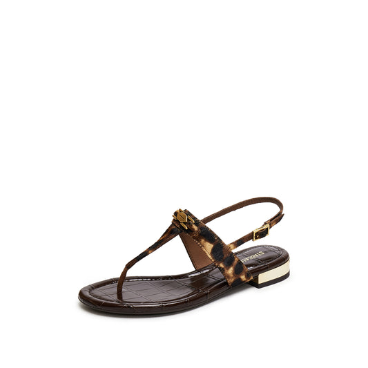 Sandals - Leather Flip-Flop Flat Retro Sandals EDU19