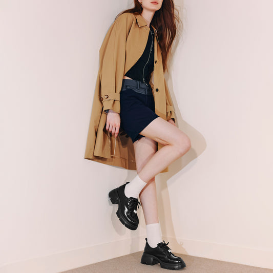 Loafers - Pearl Bow Chunky OxfordPlatform Loafers Y6361