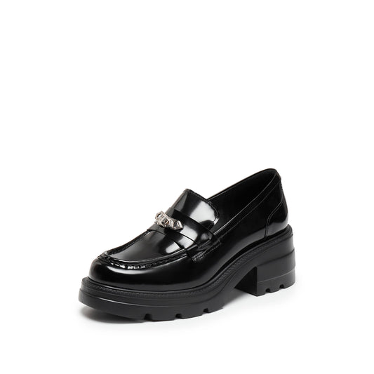 Loafers - Black Leather Slip-On Loafers EEZ45