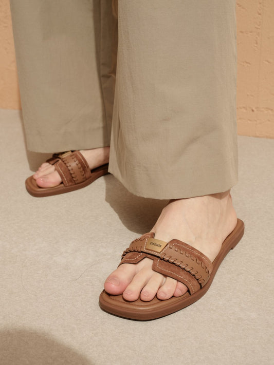 Sandals - Tropic Lush Square Open Toe Braided Slide Sandals EEQ06