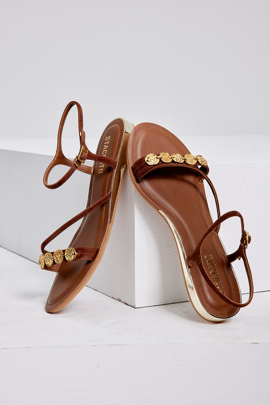 Flat Sandals - Chain Coin Buckle Roman Flat Sandals 9JI60