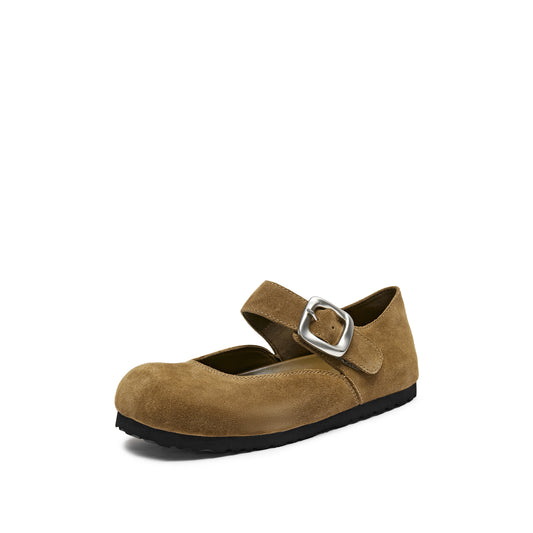 Clogs - Round Toe T-Strap Suede Clogs S8554 S8554