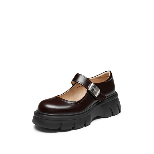 Mary Jane - Leather Buckle Strap Chunky Platform Mary Jane Shoes