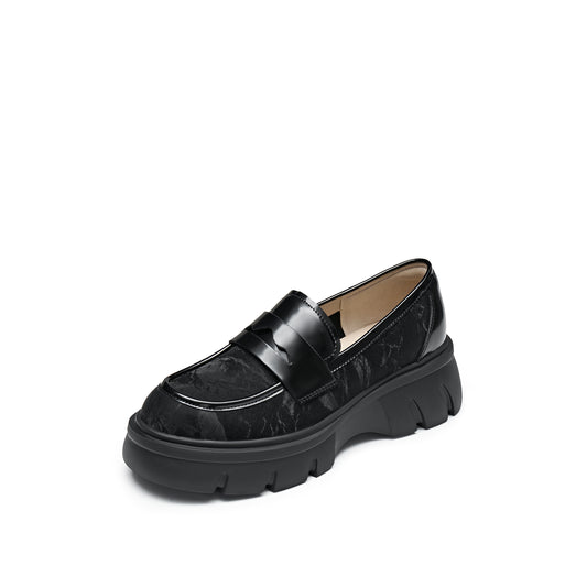 Loafers - Leather Mountain Strap Thick Sole Slip-On Loafer