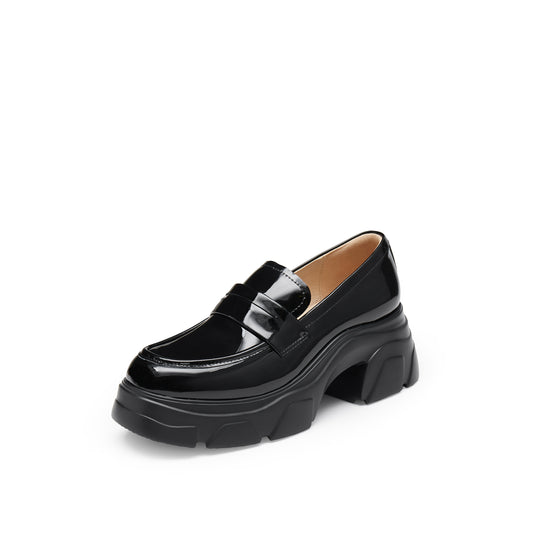 Loafers - Leather Platform Slip-on Loafers