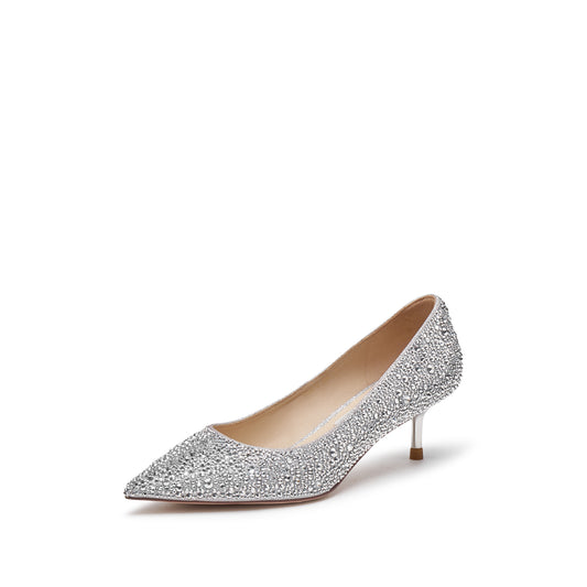 Court Shoes - Crystal Covered Pointy Pumps