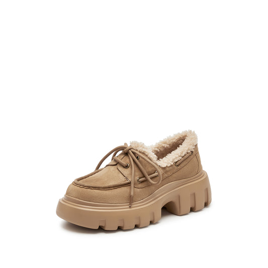 Loafers - Suede Platform Slip-On Loafers