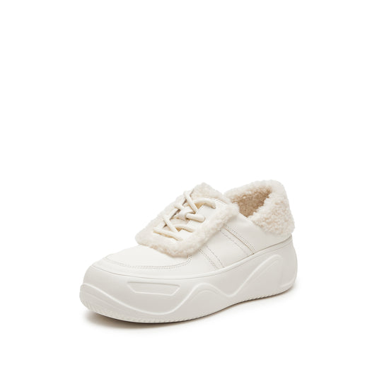 Sneakers - Cozy Fur Lined Platform Sneakers H9952