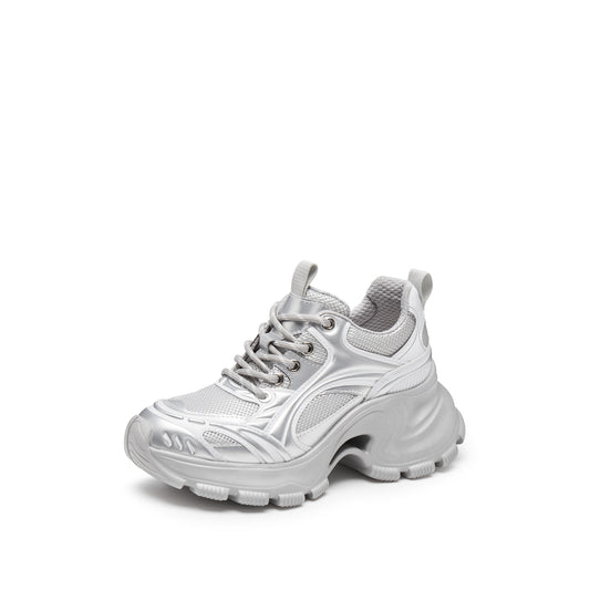 Sneakers -  Metallic Athletic Chunky Sneakers