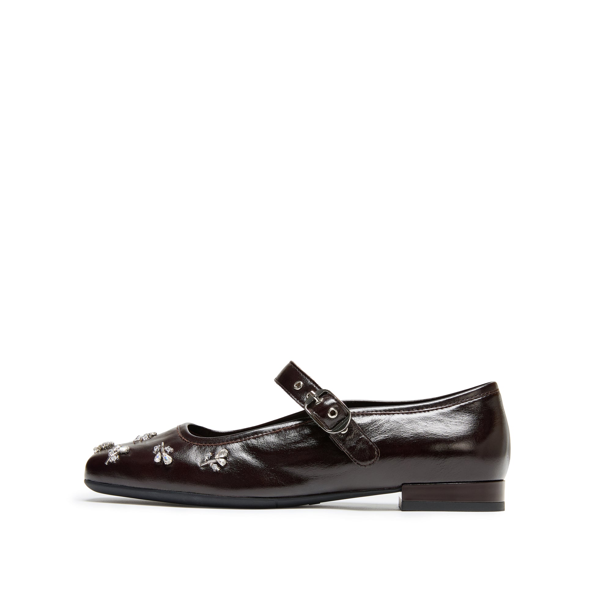 STACCATO Fashion Mary Jane Flats - Dark Chocolate Brown