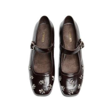STACCATO Fashion Mary Jane Flats - Dark Chocolate Brown