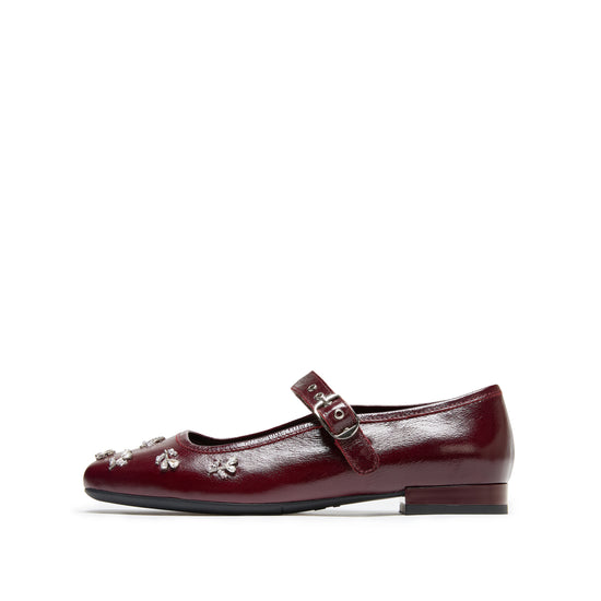 STACCATO Fashion Mary Jane Flats - Burgundy Red