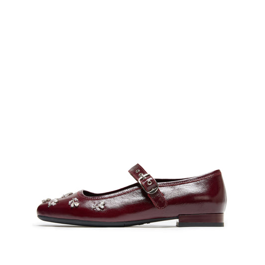 STACCATO Fashion Mary Jane Flats - Burgundy Red