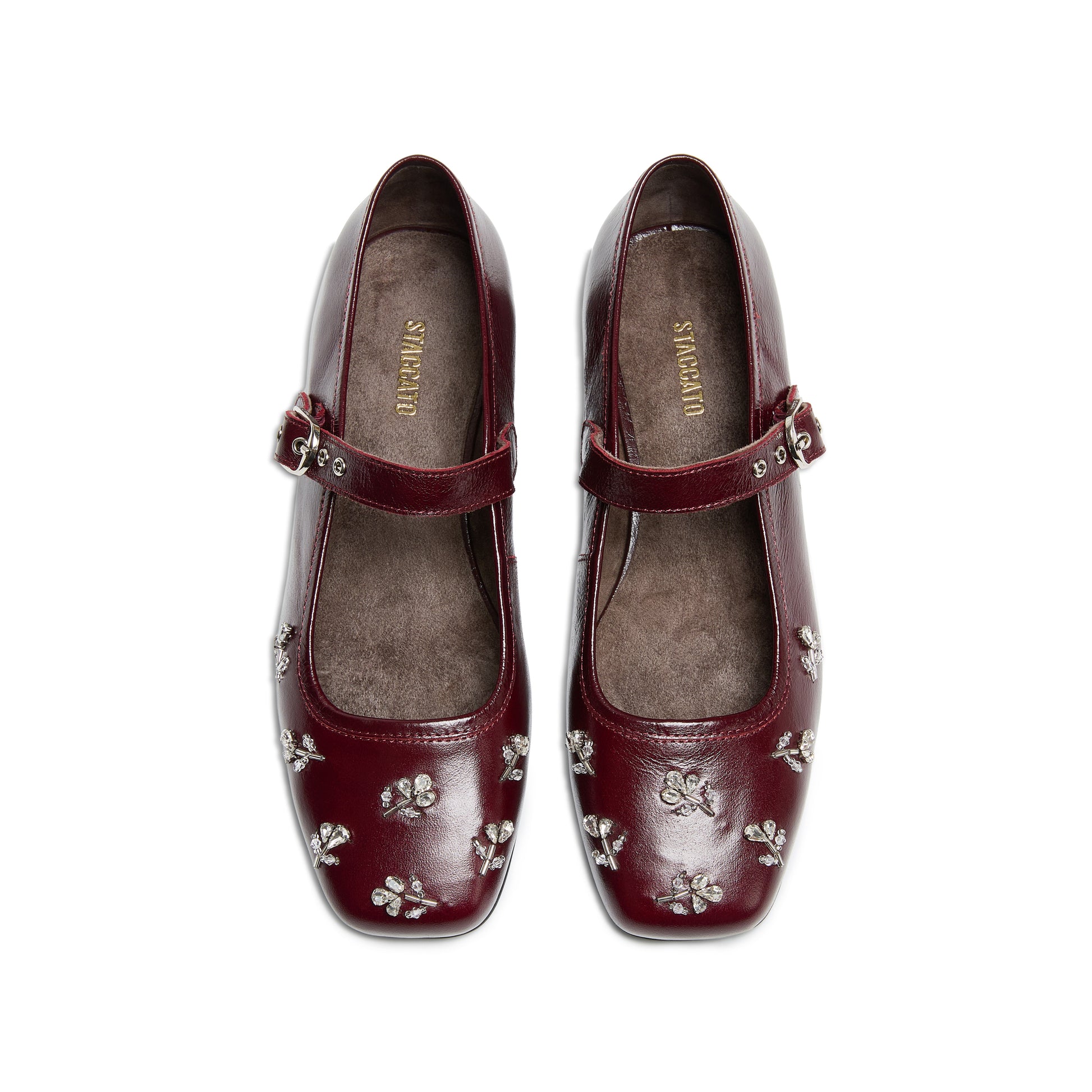 STACCATO Fashion Mary Jane Flats - Burgundy Red