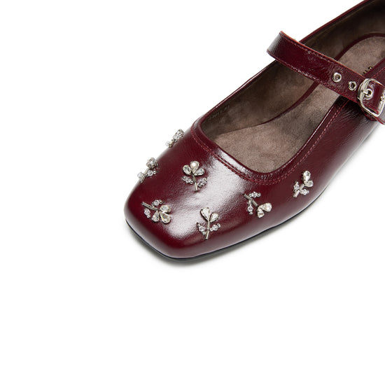 STACCATO Fashion Mary Jane Flats - Burgundy Red