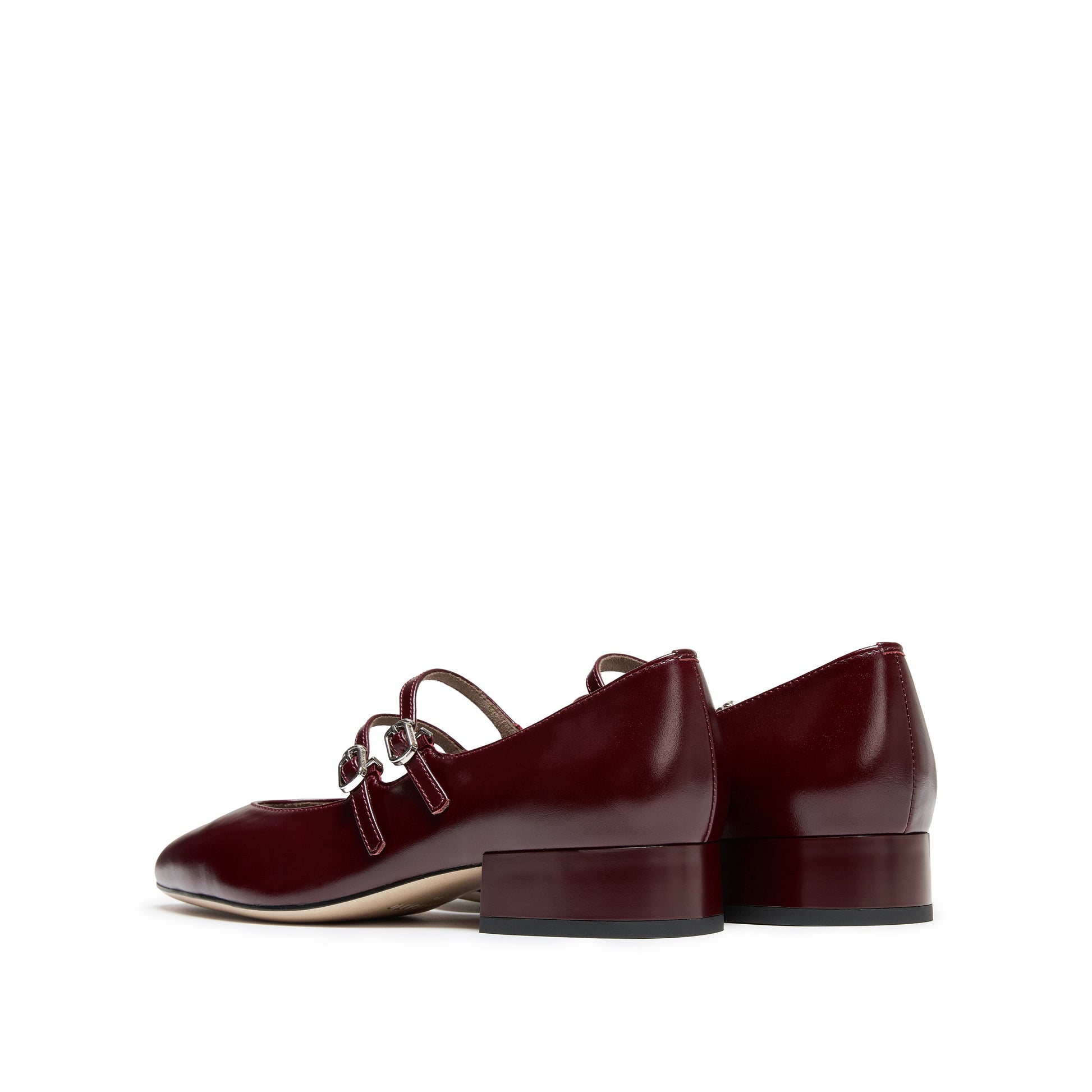 STACCATO Chunky Heel Mary Jane Pumps - Burgundy Red