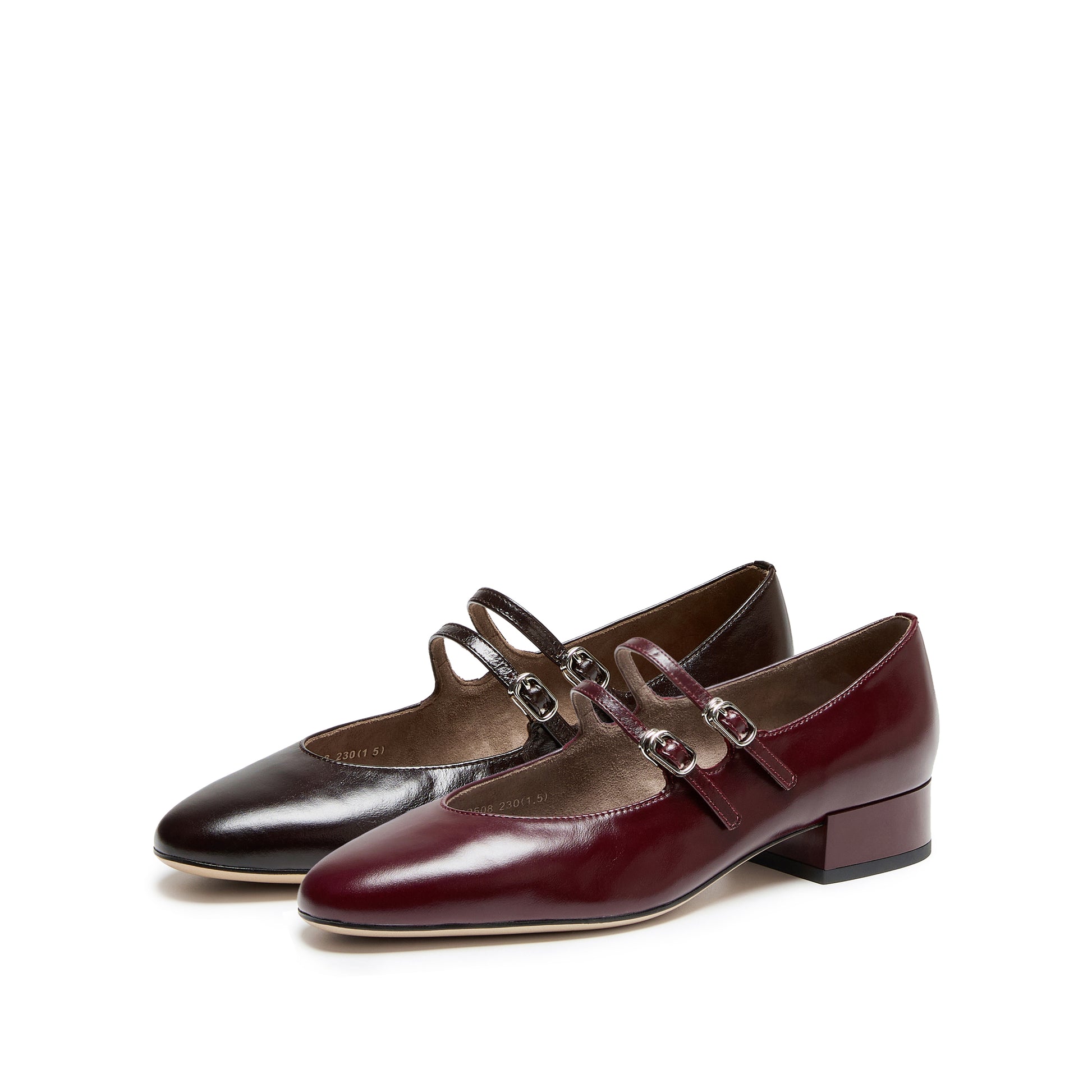 STACCATO Chunky Heel Mary Jane Pumps - Burgundy Red