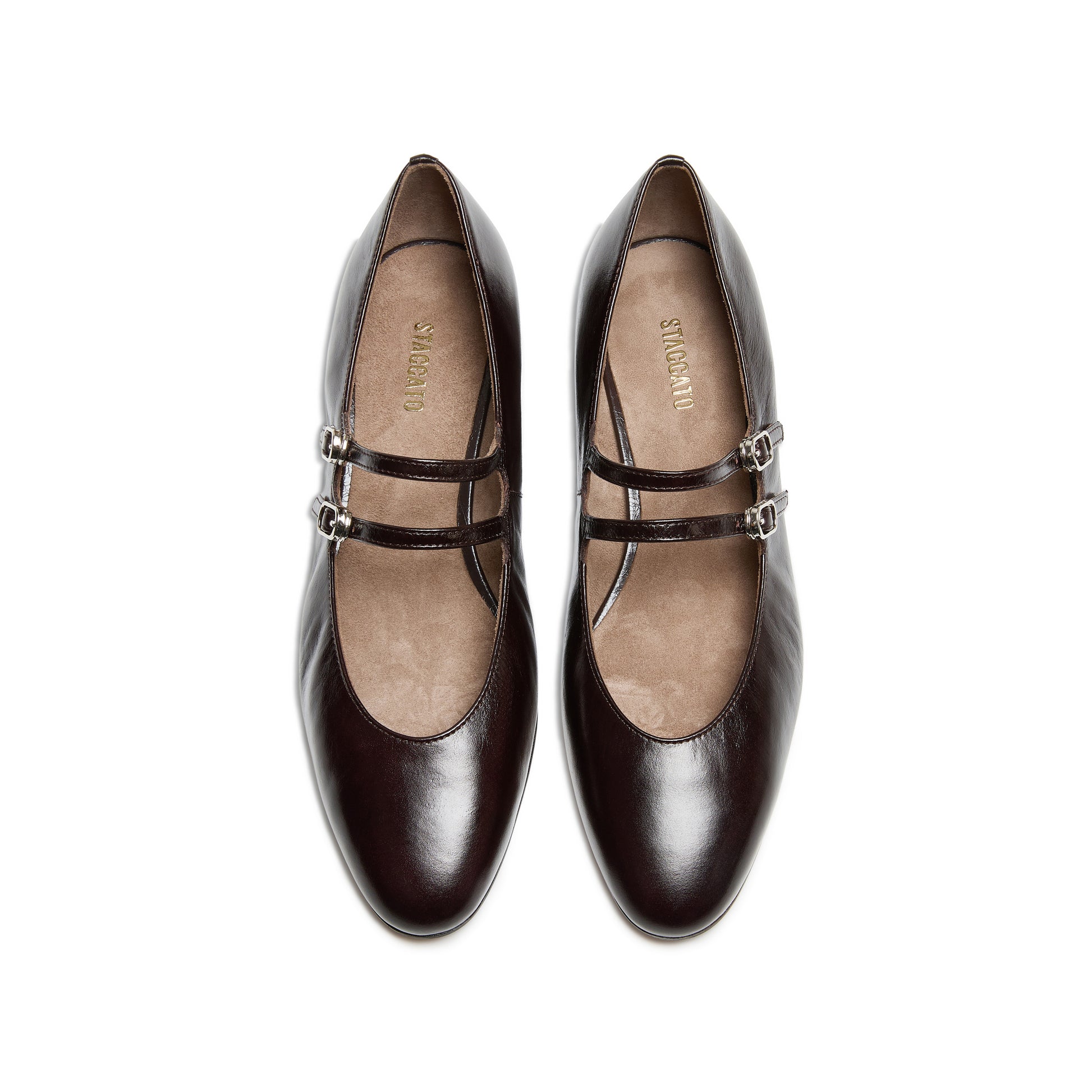 STACCATO Chunky Heel Mary Jane Pumps - Dark Chocolate Brown