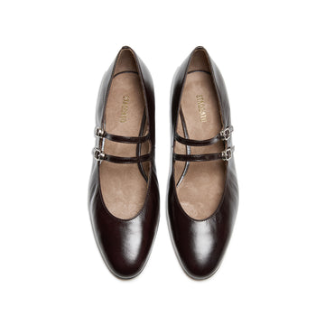 STACCATO Chunky Heel Mary Jane Pumps - Dark Chocolate Brown