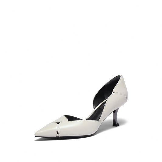 Staccato x Robert Wun -  Leather Pointed Toe Mid Heel Pumps