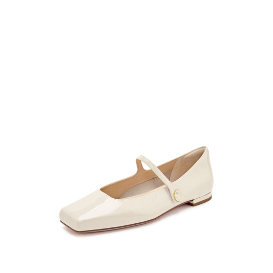 Mary Jane - Square Toe Leather Low Heel Mary Jane Flats