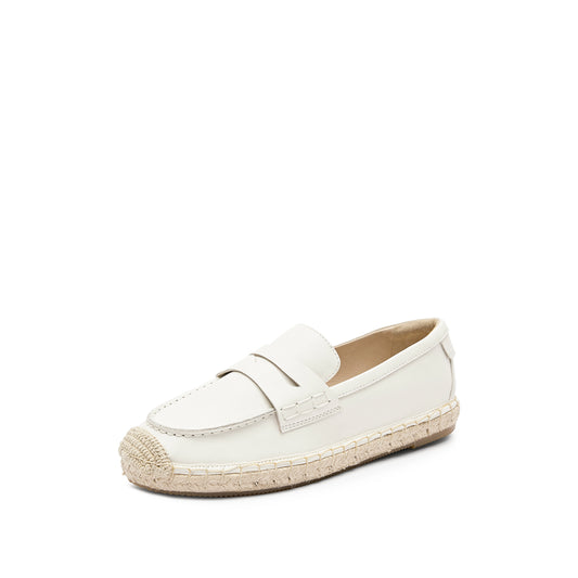 Loafers - Leather Espadrille Slip-On Loafer