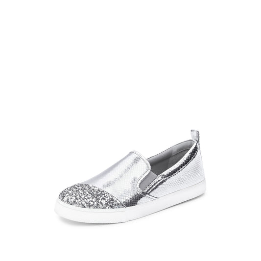 Flats - Glitter Toe Cap Slip-On Flats