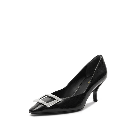 Court Shoes -  Leather Pointed Toe Stiletto Heel Pumps