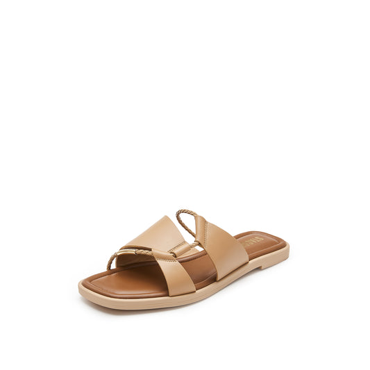 Sandals - Square Toe Slide-On Flat Sandals