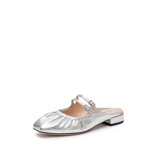 STACCATO Pleated Metallic Mule Sandals - EUE18AH5 - Starlight Silver