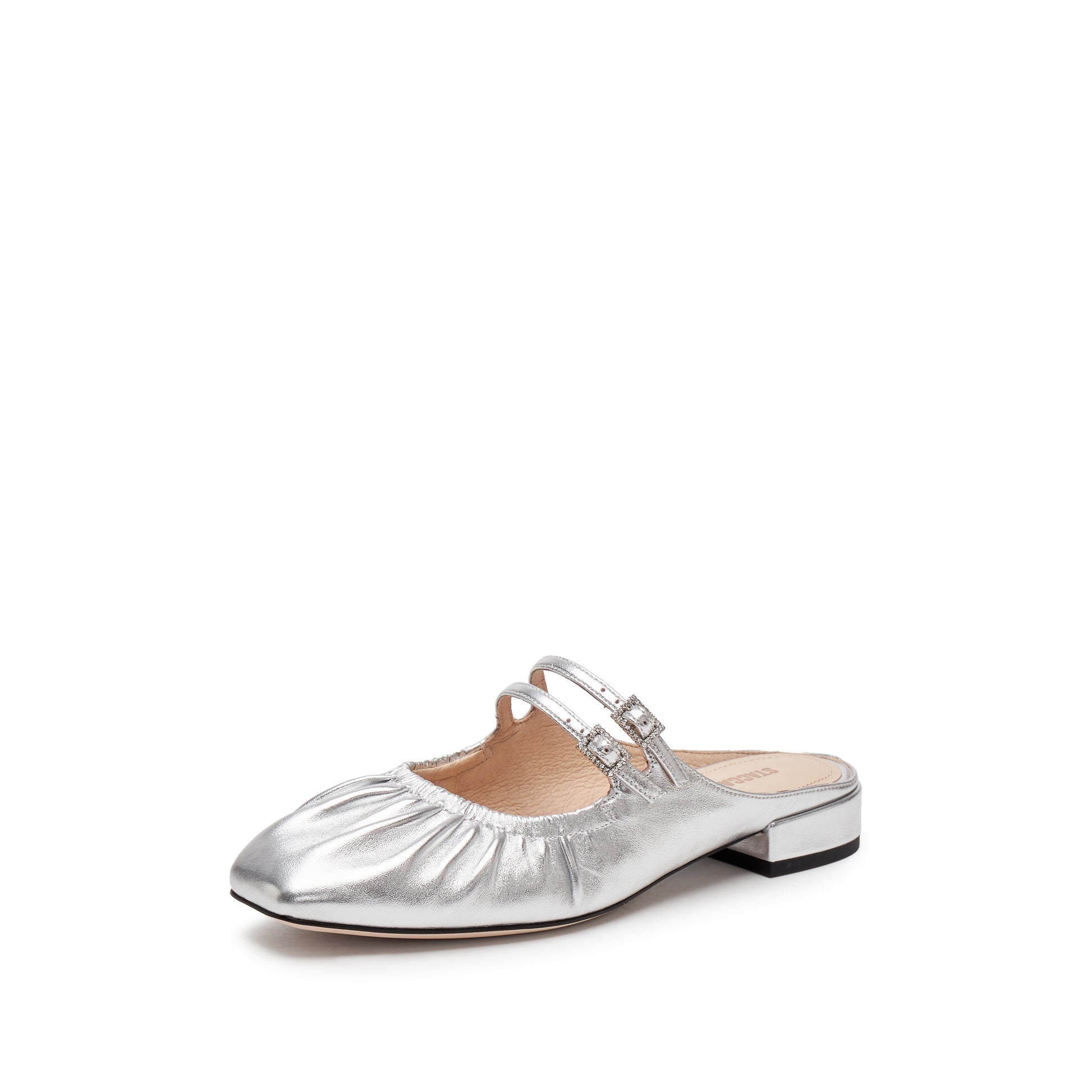 STACCATO Pleated Metallic Mule Sandals - EUE18AH5 - Starlight Silver