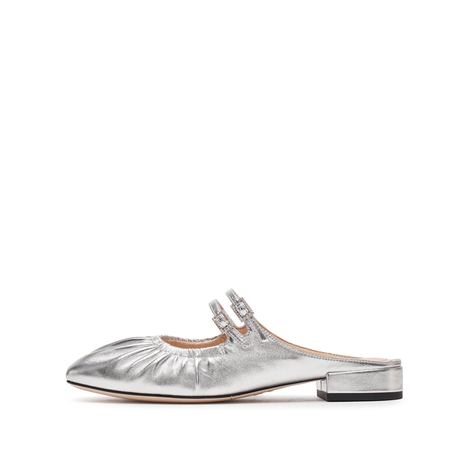 STACCATO Pleated Metallic Mule Sandals - EUE18AH5 - Starlight Silver