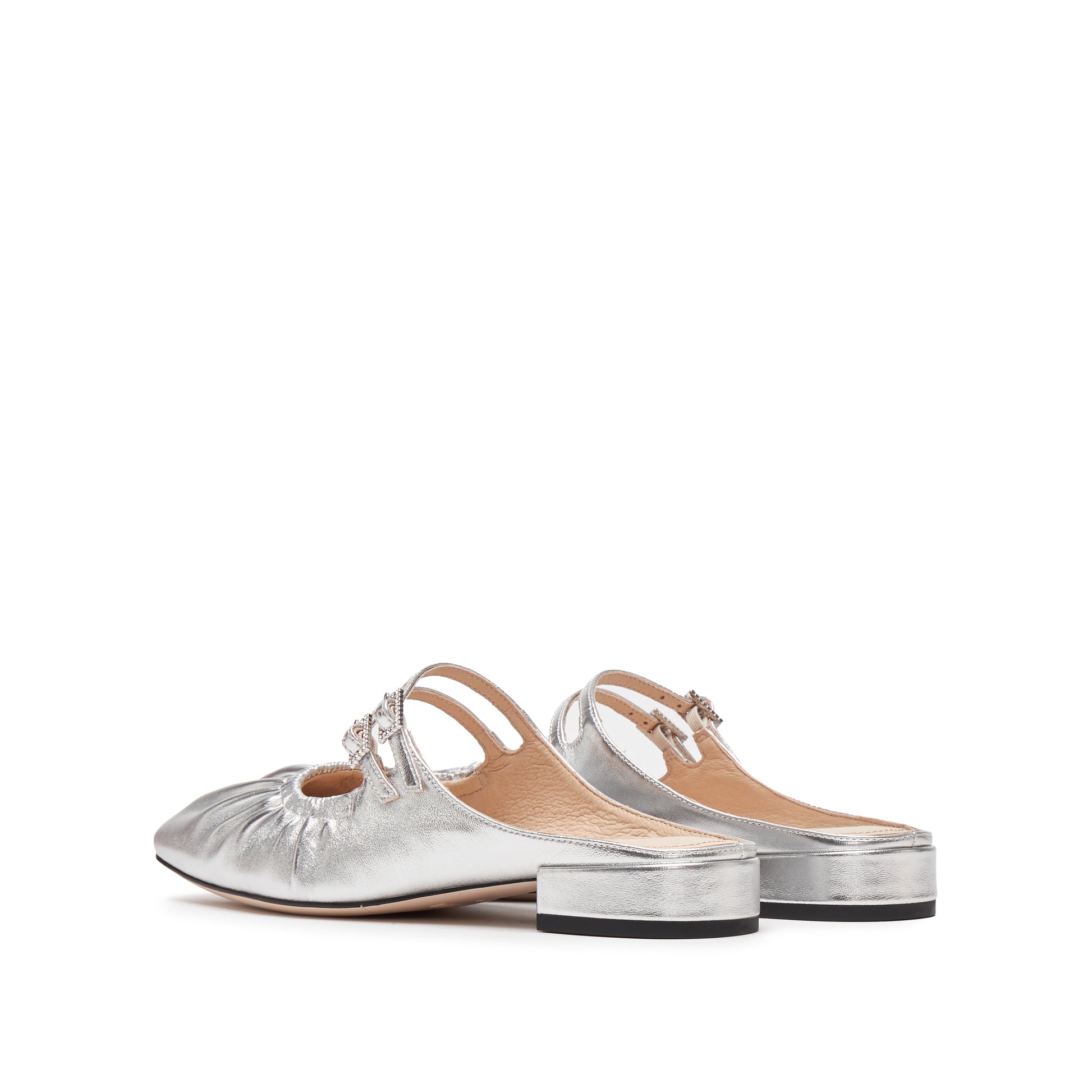 STACCATO Pleated Metallic Mule Sandals - EUE18AH5 - Starlight Silver
